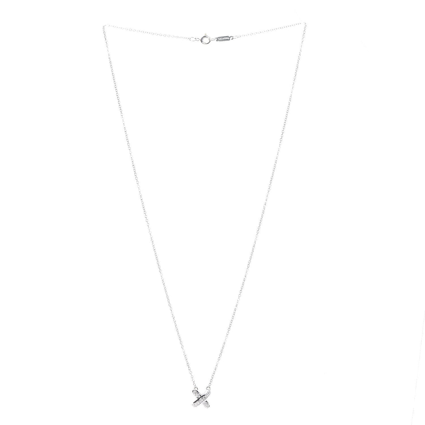 Platinum Diamond Cross Stitch Pendant Necklace