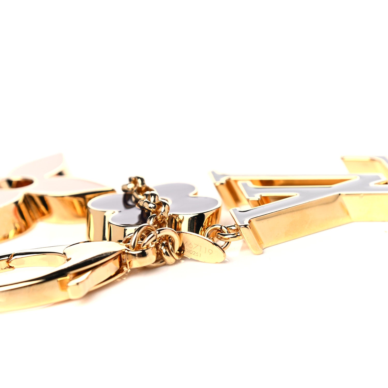 Louis Vuitton Metal Enamel Fleur De Monogram Bag Charm Dore 4 of 5