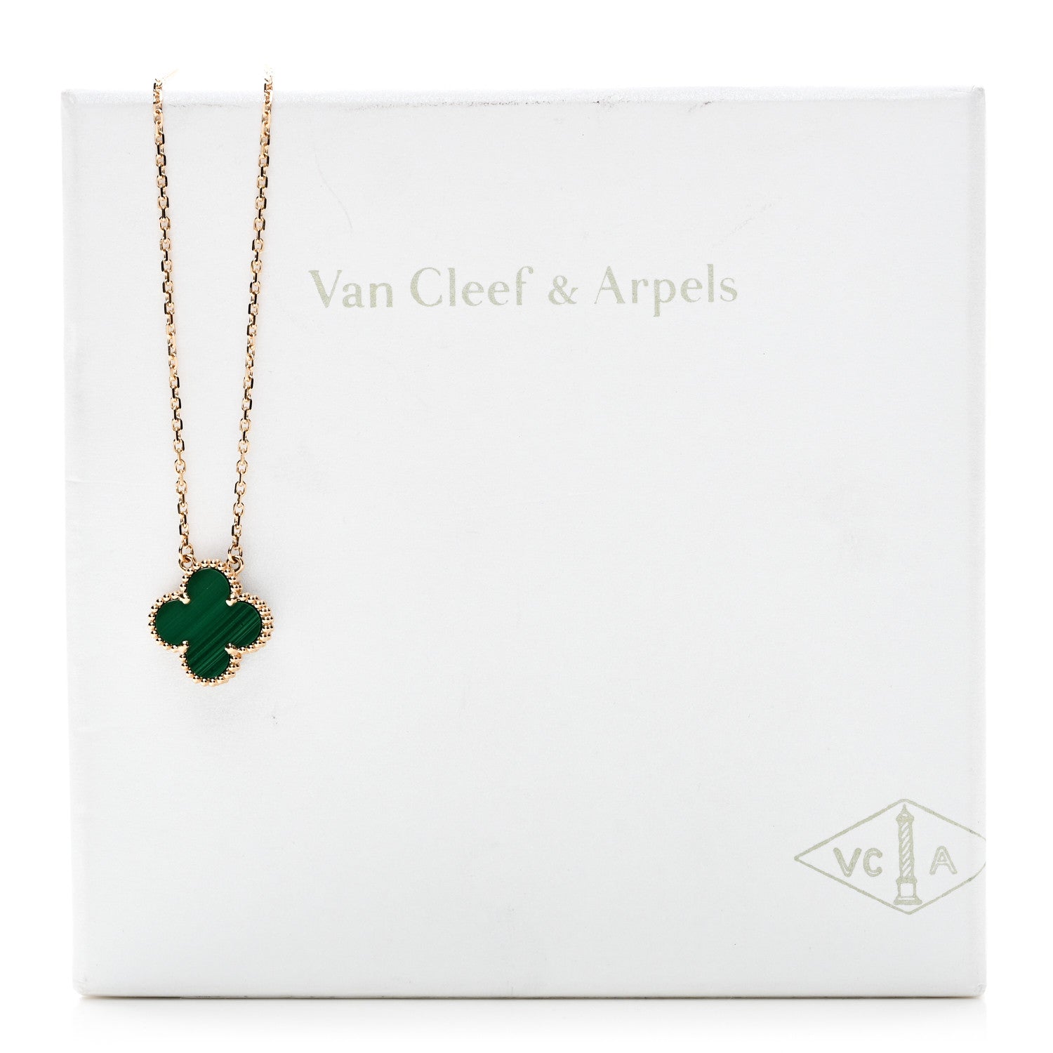 Van Cleef & Arpels 18K Yellow Gold Malachite Vintage Alhambra Pendant Necklace 6 of 6
