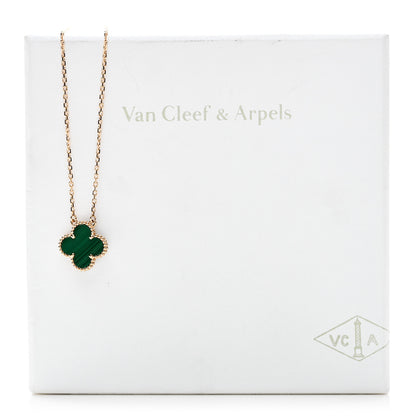 Van Cleef & Arpels 18K Yellow Gold Malachite Vintage Alhambra Pendant Necklace 6 of 6