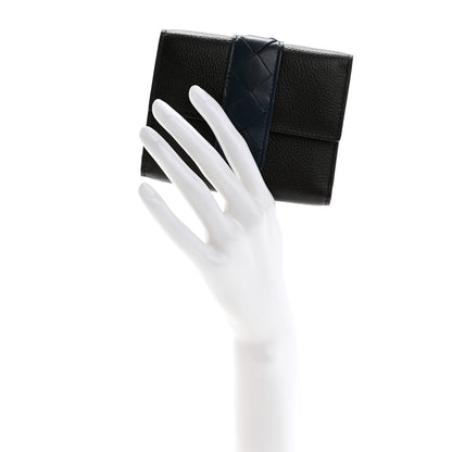 Bottega Veneta Lambskin Calfskin Tag Tri-Fold Zip Wallet Fondant Deep Blue 2 of 8