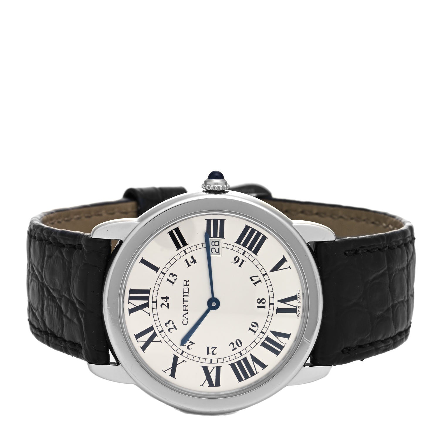Cartier Stainless Steel Alligator 36mm Ronde Solo Quartz Watch 2 of 4