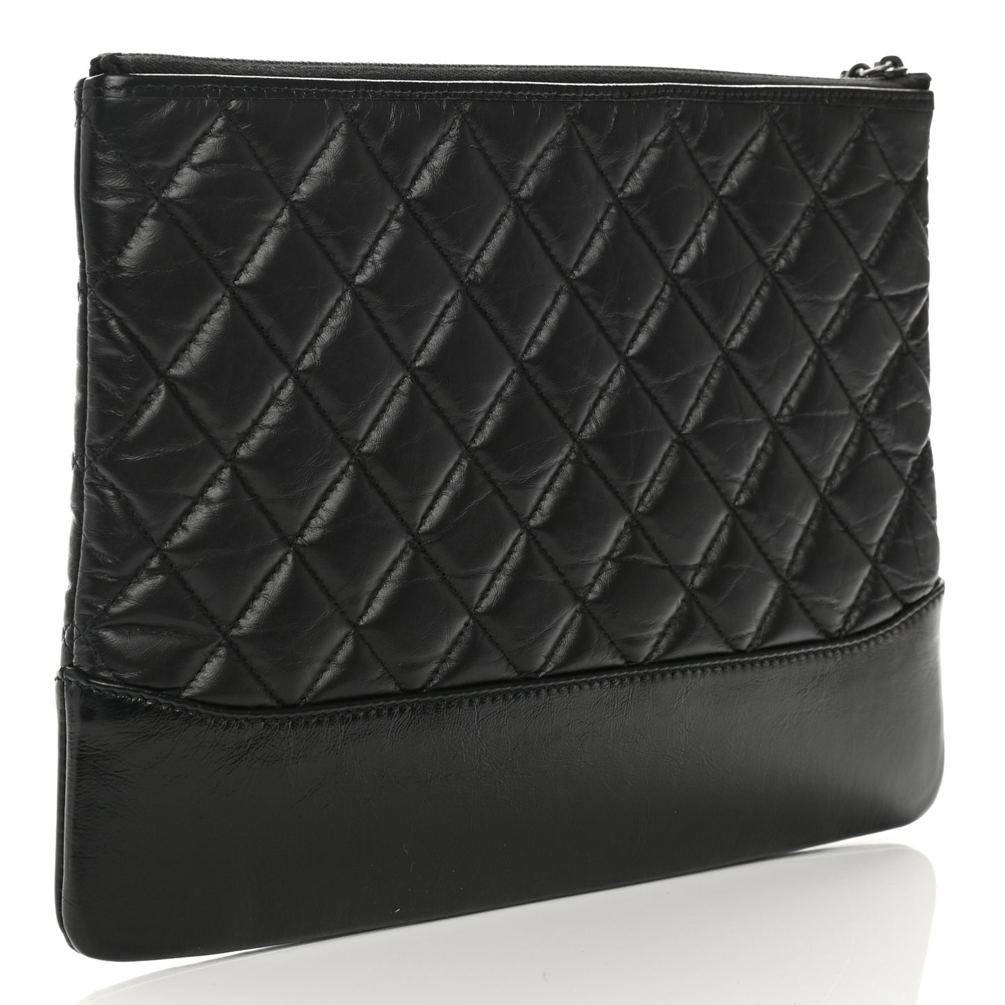 Aged Calfskin Quilted Medium Gabrielle Cosmetic Case Black