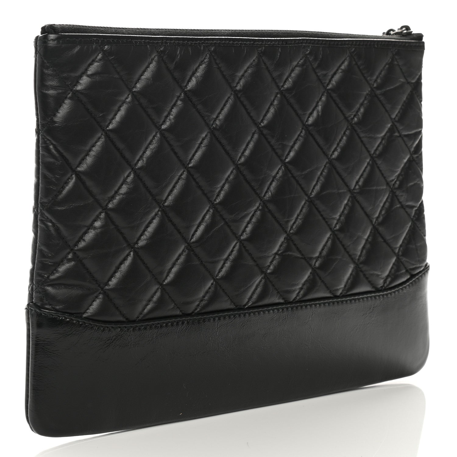 Chanel Aged Calfskin Quilted Medium Gabrielle Cosmetic Case Black 3 of 9
