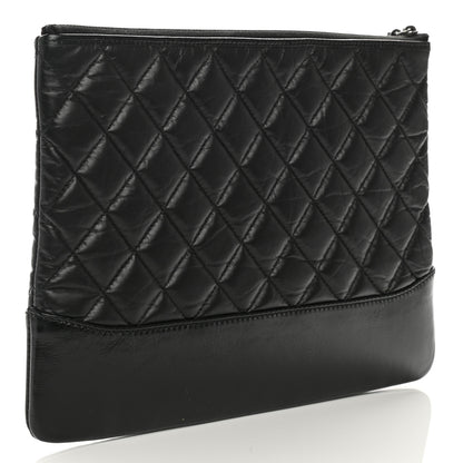 Chanel Aged Calfskin Quilted Medium Gabrielle Cosmetic Case Black 3 of 9