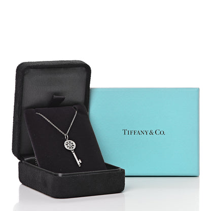 Tiffany 18K White Gold Diamond Mini Petals Key Pendant 7 of 7