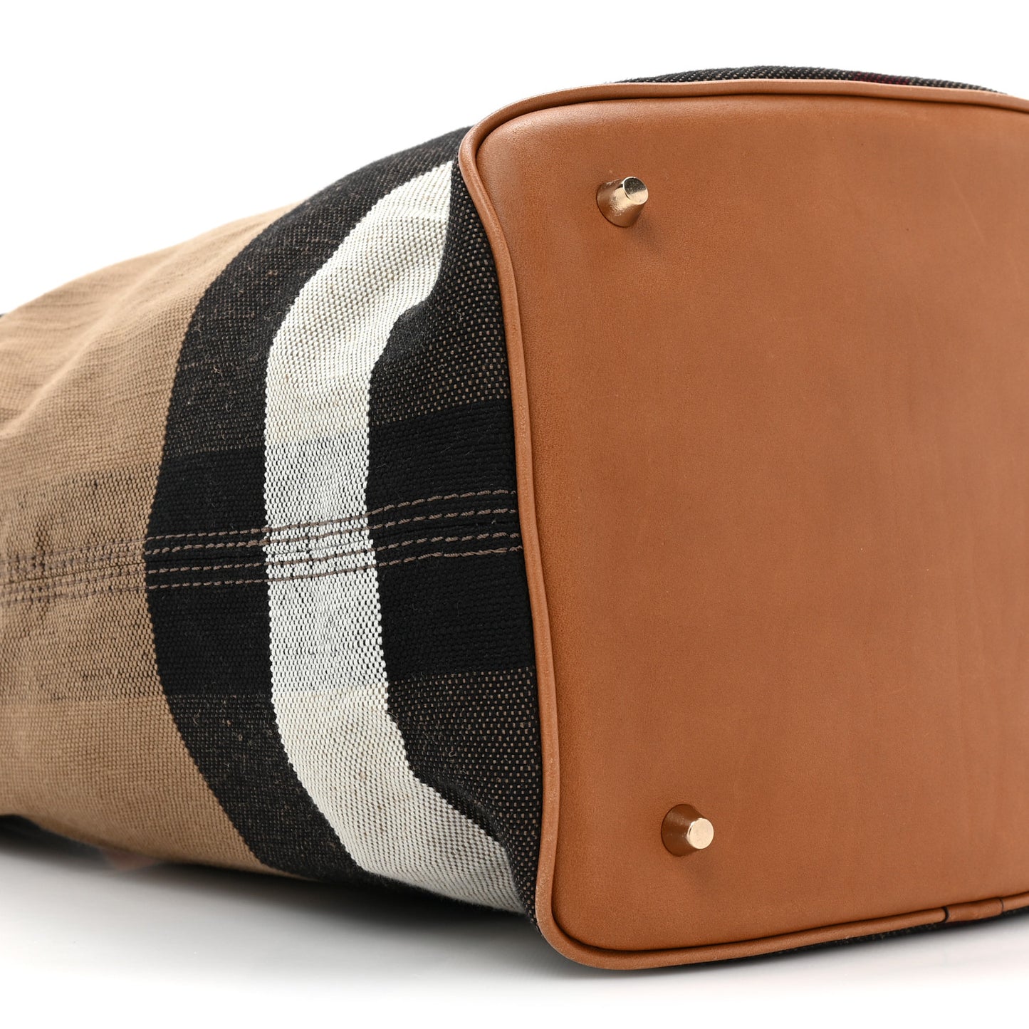 Grainy Calfskin Canvas Mega Check Medium Ashby Tassel Hobo Saddle Brown