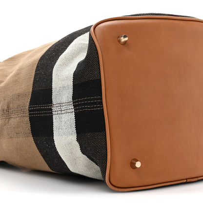 Burberry Grainy Calfskin Canvas Mega Check Medium Ashby Tassel Hobo Saddle Brown 10 of 13
