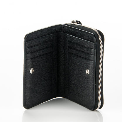 Saint Laurent Grained Calfskin Rive Gauche Compact Zip Around Wallet Black 5 of 6