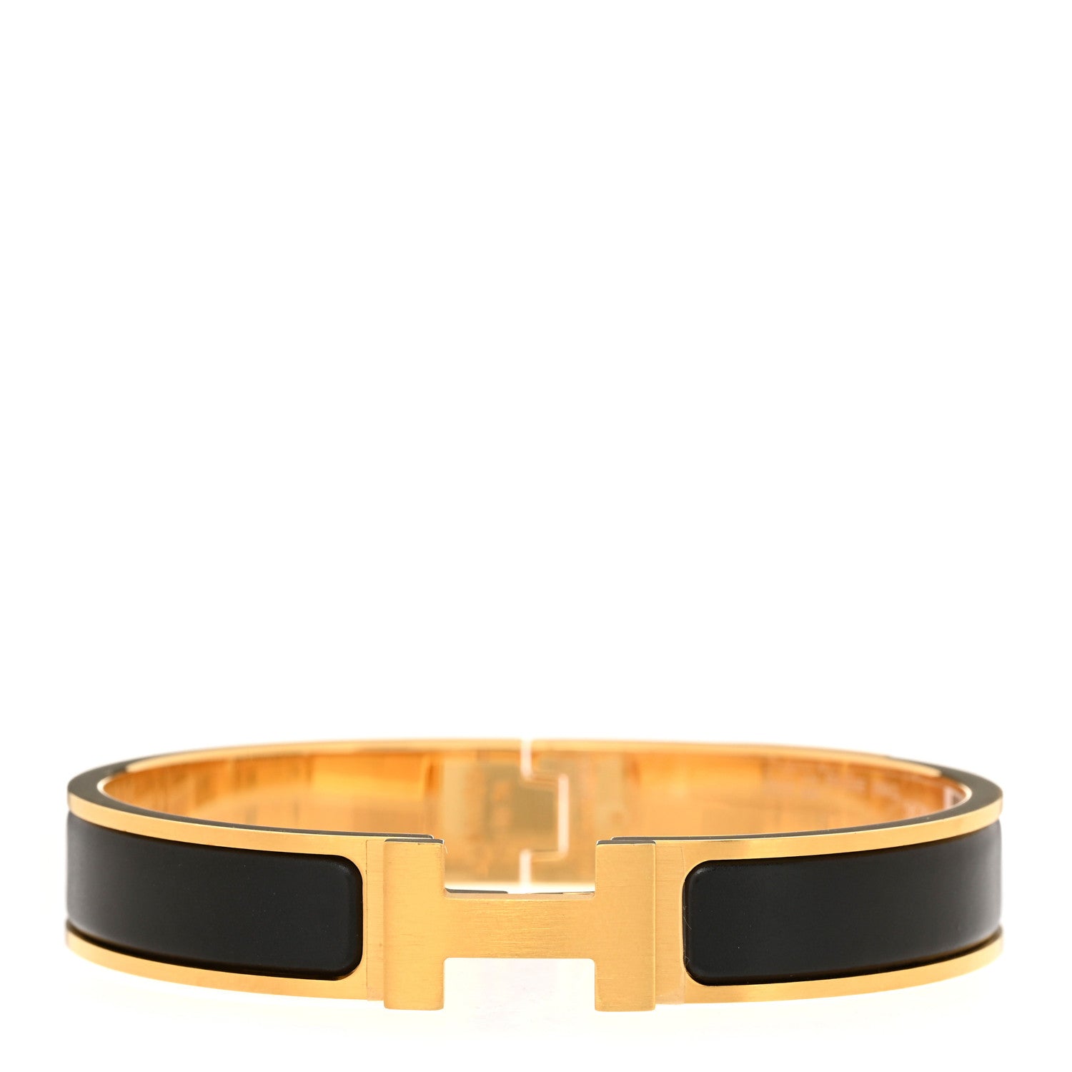Hermes Matte Enamel Narrow Clic Clac HH Bracelet T5 Black 1 of 4