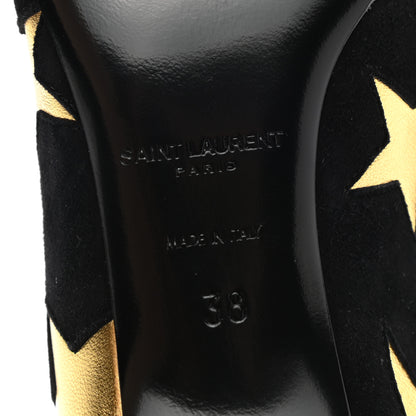 Saint Laurent Kid Scamosciato Kiki 55 Star Pumps 38 Black Oro 6 of 9