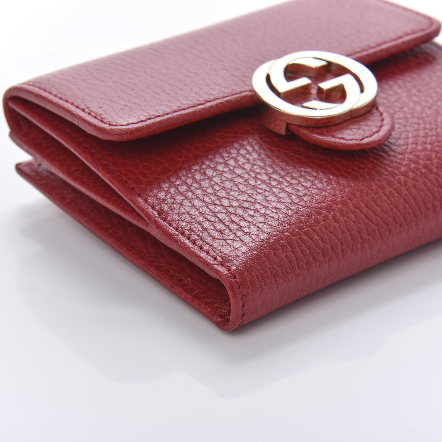 Dollar Calfskin Interlocking G French Wallet Rosso