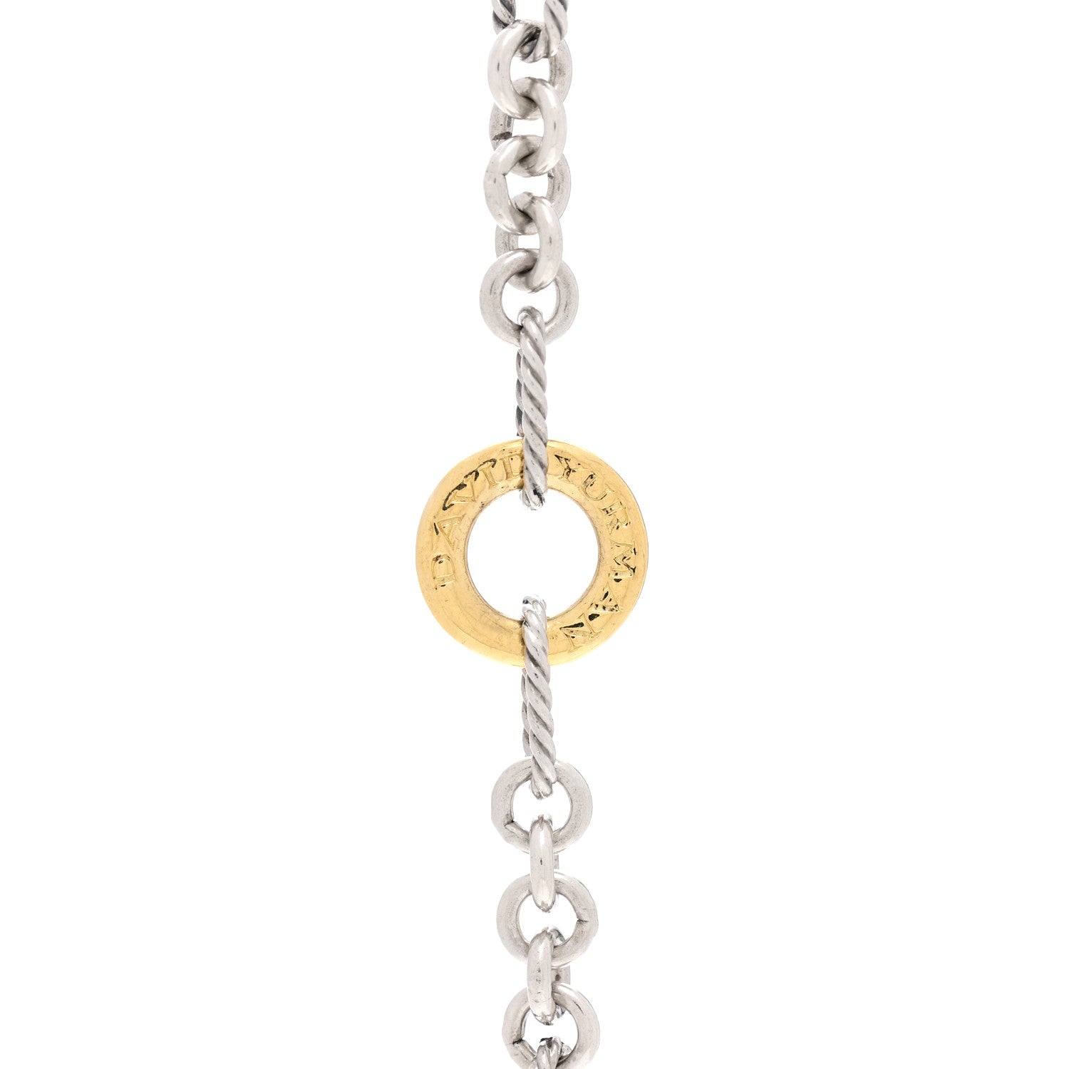David Yurman Sterling Silver 18K Yellow Gold Figaro Two Tone Link Necklace 4 of 6