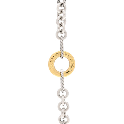 David Yurman Sterling Silver 18K Yellow Gold Figaro Two Tone Link Necklace 4 of 6