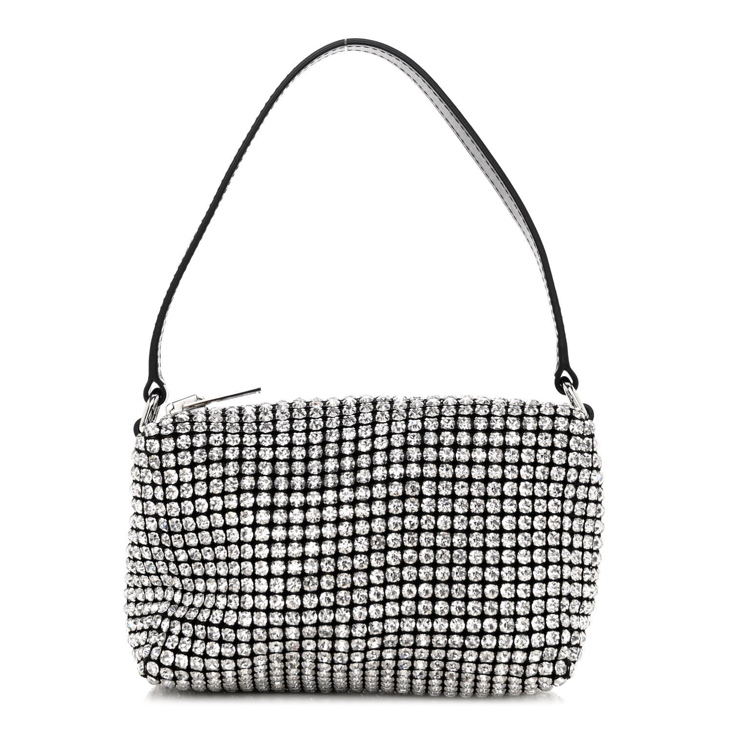 Alexander Wang Mesh Crystal Rhinestone Mini Heiress Pouch Black Silver 1 of 9