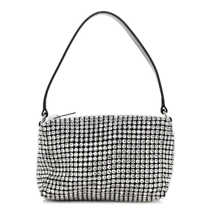 Alexander Wang Mesh Crystal Rhinestone Mini Heiress Pouch Black Silver 1 of 9