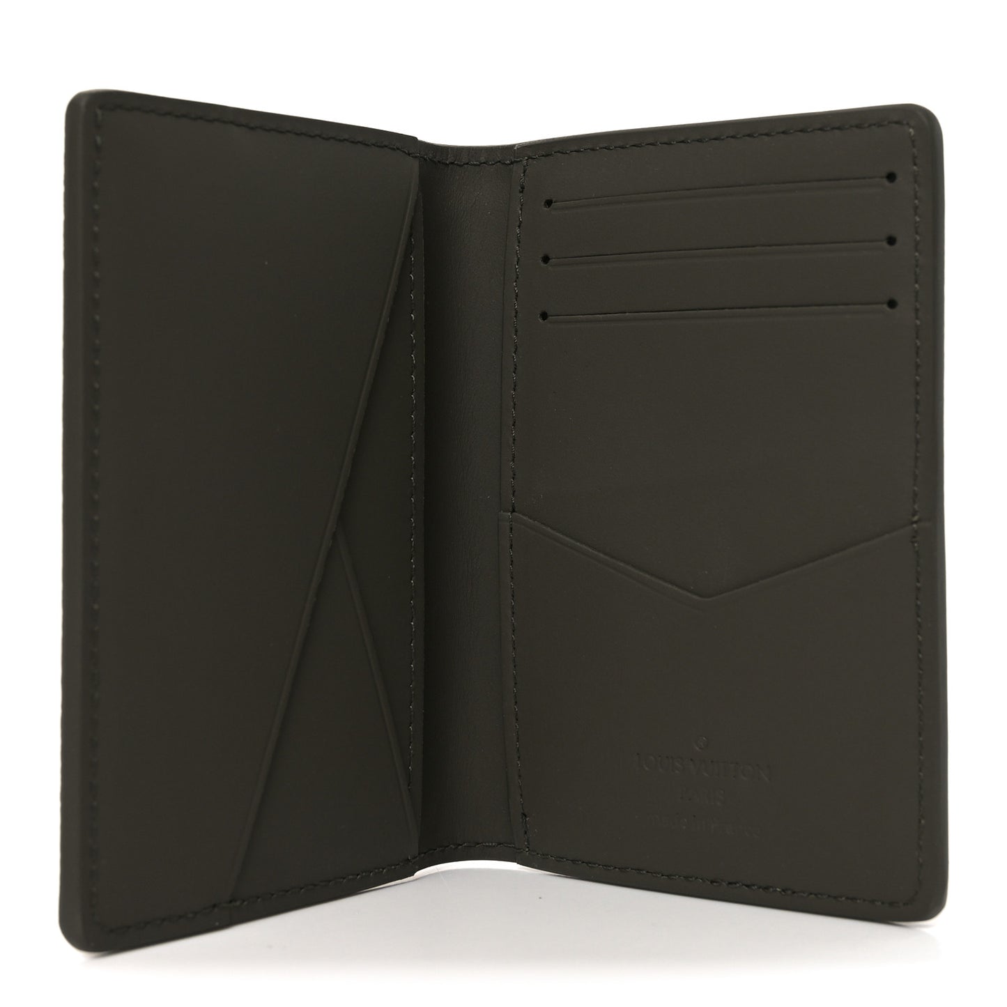 Grained Calfskin Aerogram Pocket Organizer Khaki