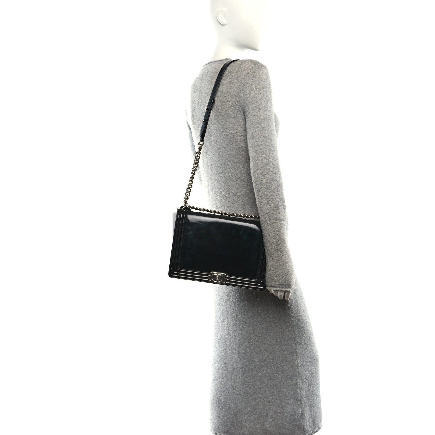 Chanel Patent Medium Boy Reverso Flap Black 2 of 11