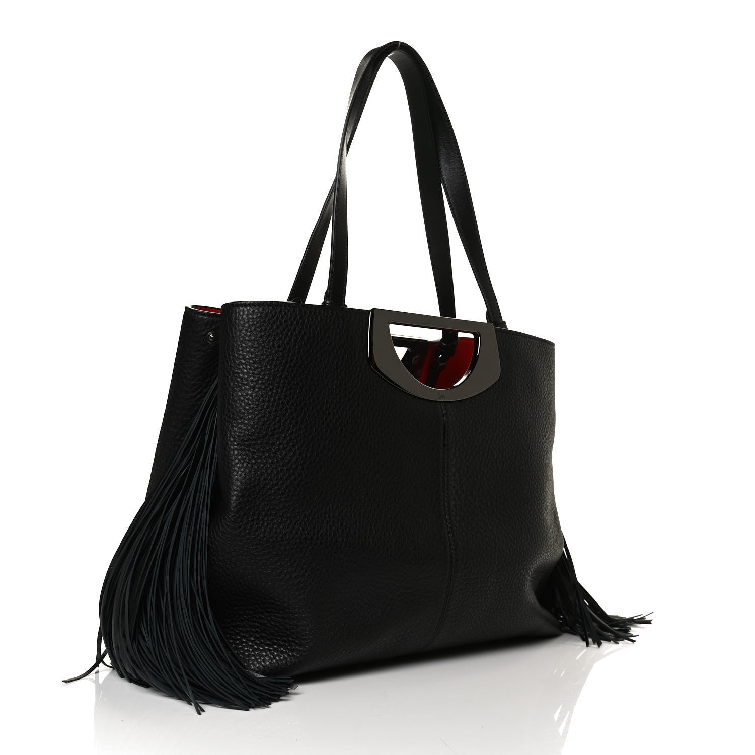 Christian Louboutin Grained Calfskin Passage Fringe Shopping Tote Black 3 of 13