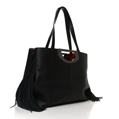 Christian Louboutin Grained Calfskin Passage Fringe Shopping Tote Black 3 of 13