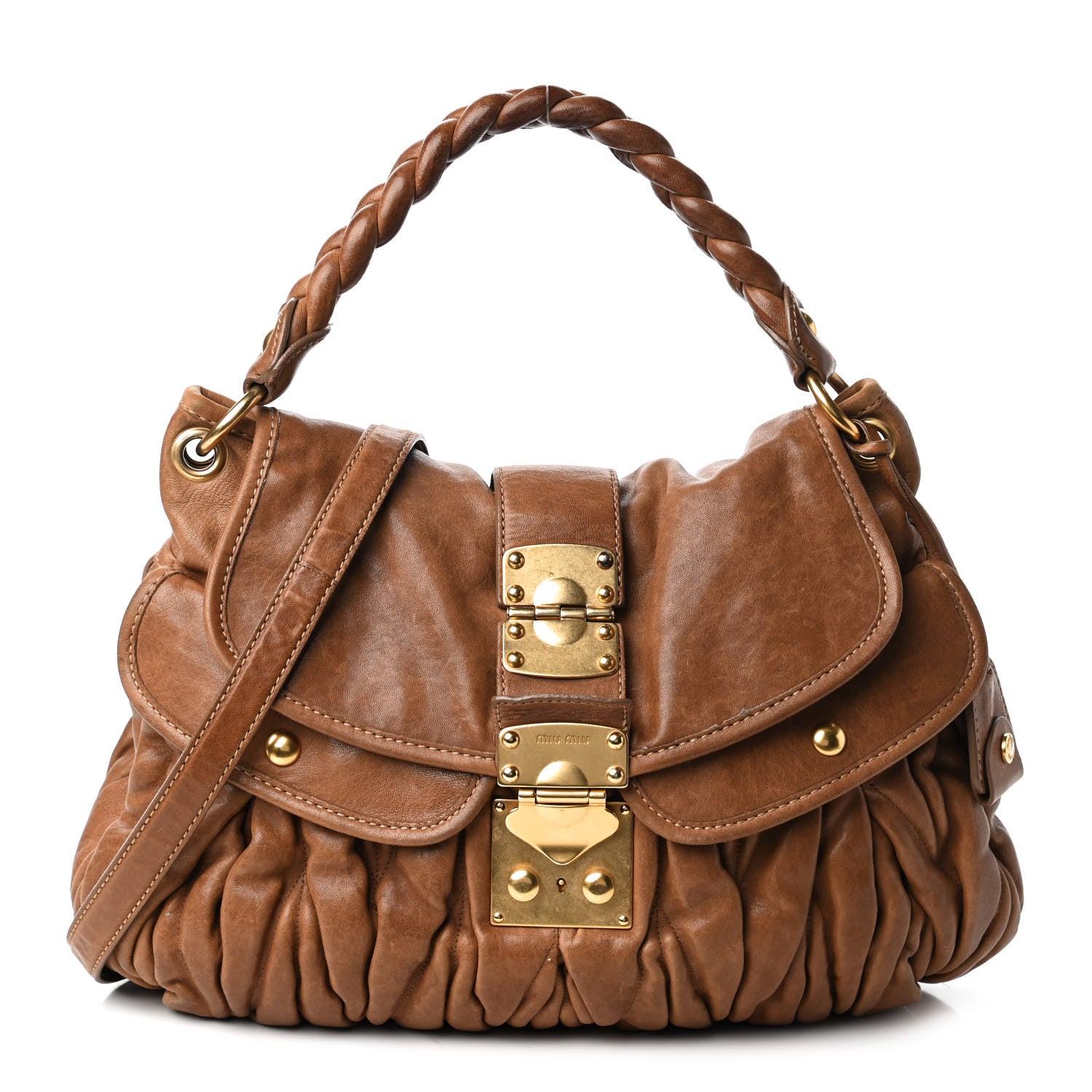 Miu Miu Nappa Matelasse Coffer Hobo Cammello 1 of 11