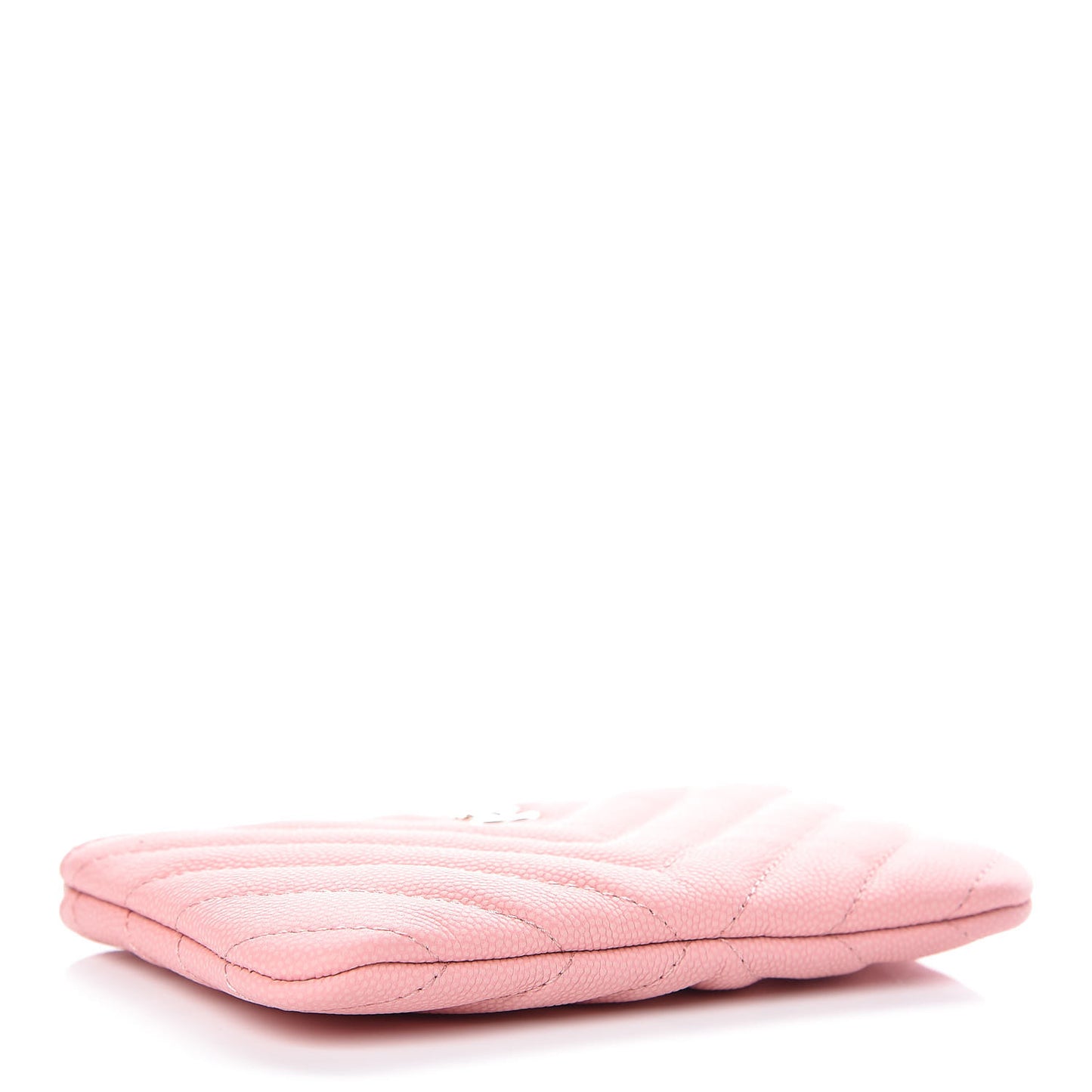 Caviar Chevron Quilted Small Cosmetic Case Pink
