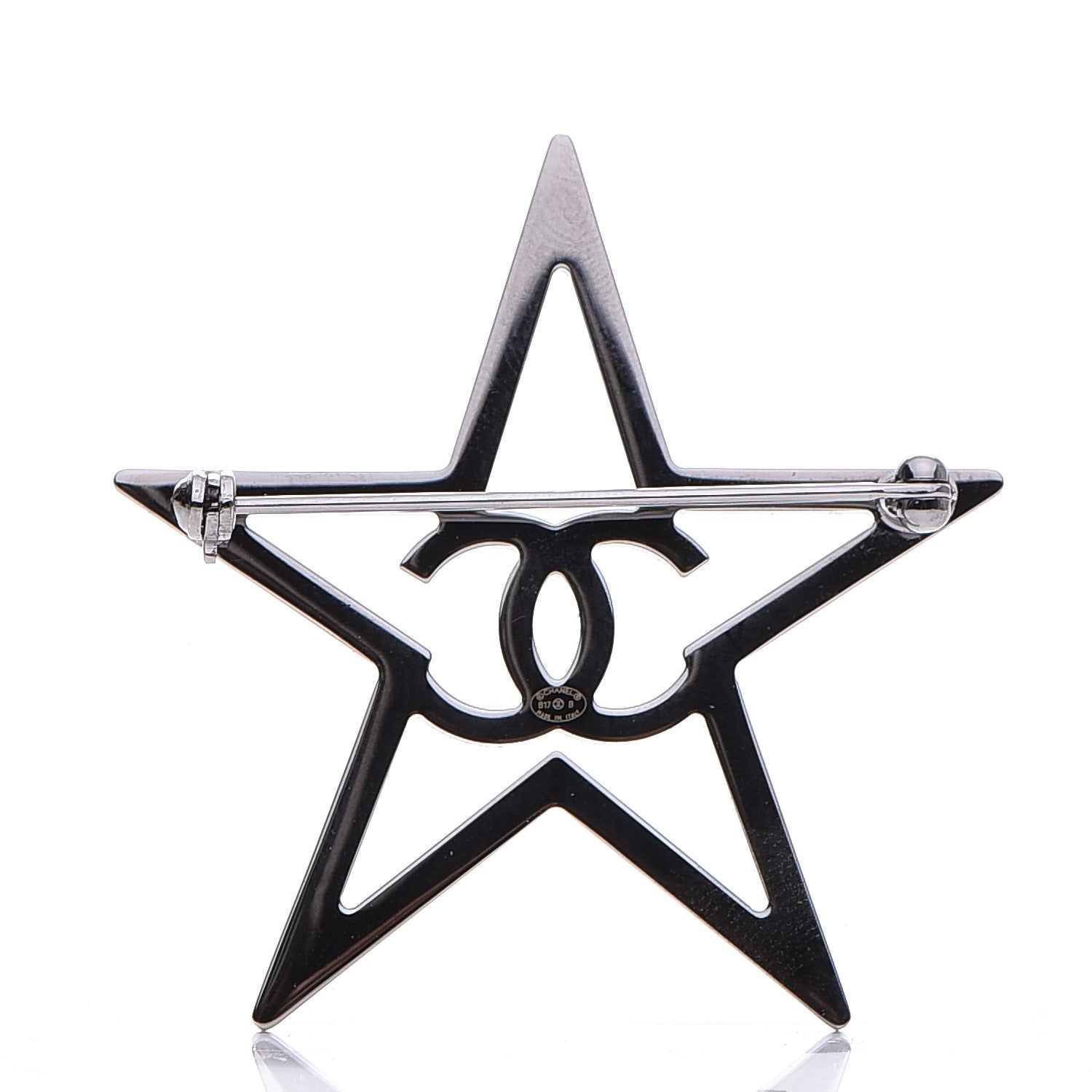 Chanel Ruthenium Crystal Star CC Brooch Blue 3 of 5