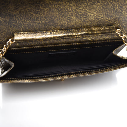 Chanel Cracked Metallic Calfskin Quilted Zip Away Chain Clutch Gold 5 of 7