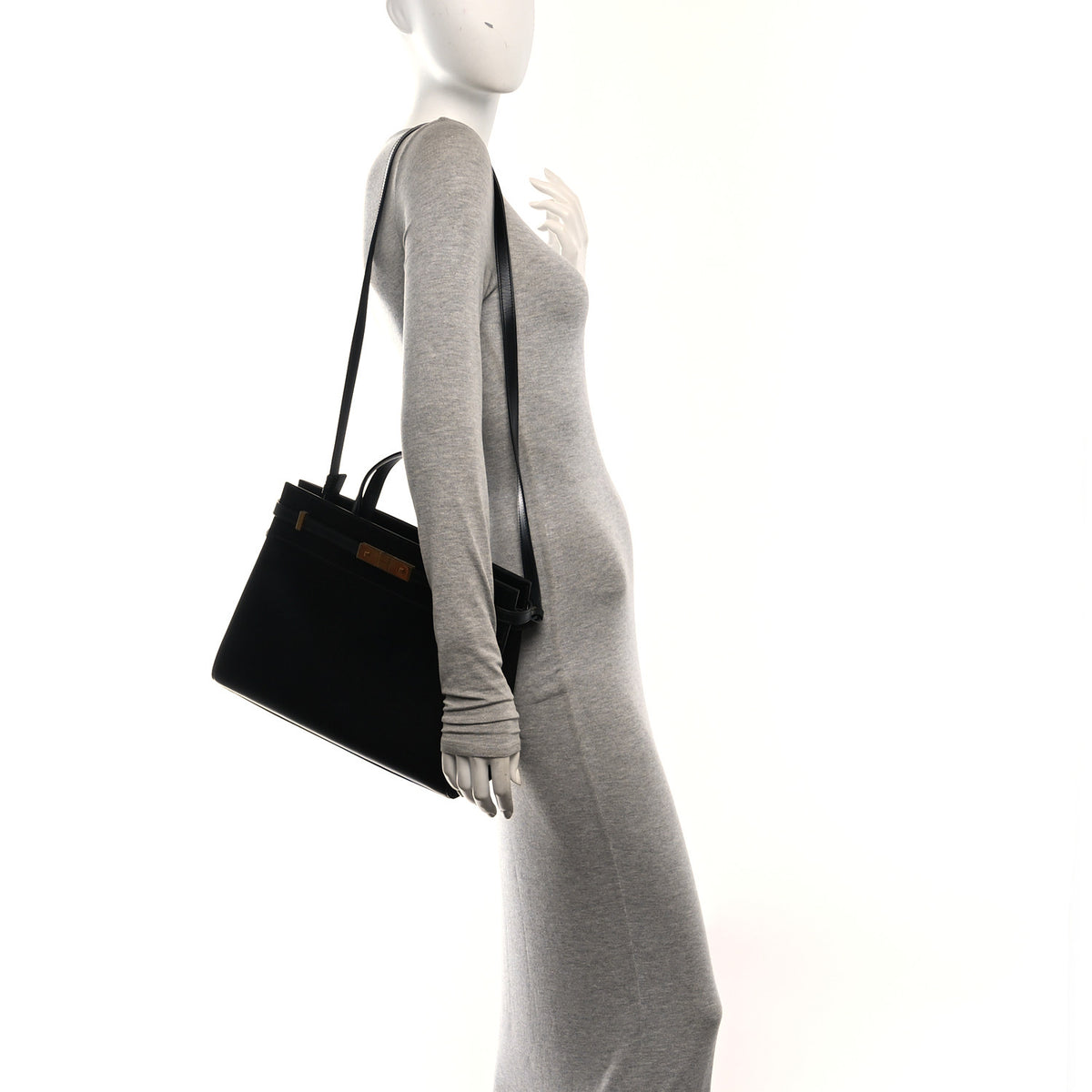 Calfskin Small Manhattan Shopper Tote Black
