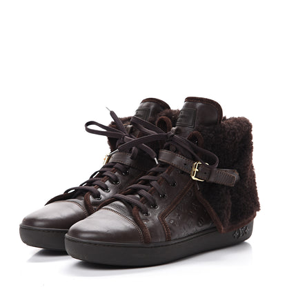 Louis Vuitton Calfskin Embossed Lamb Fur Polka Boots 39.5 Brown 3 of 8