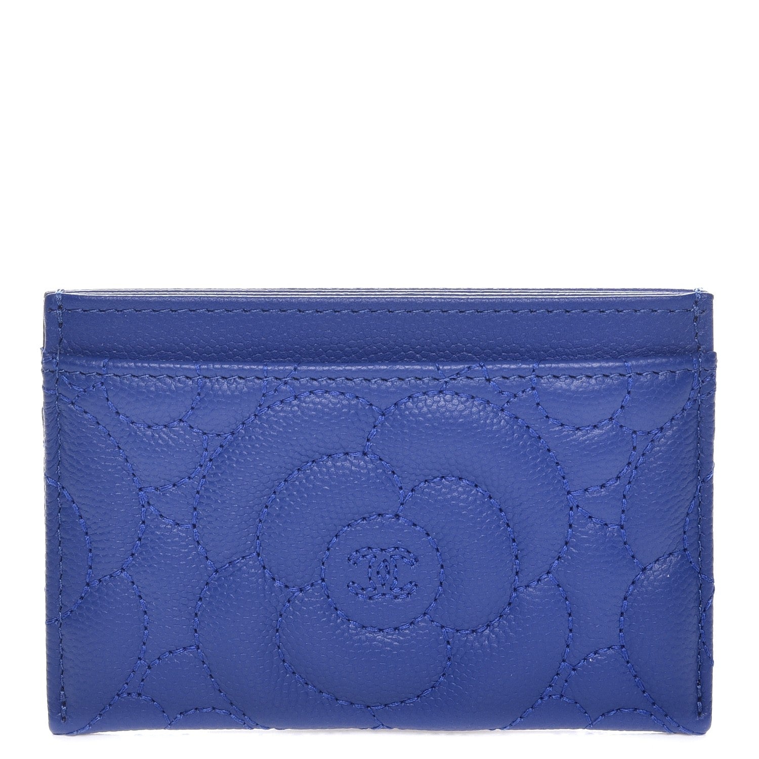 Chanel Caviar Camellia Quilted Card Holder Blue 1 of 9