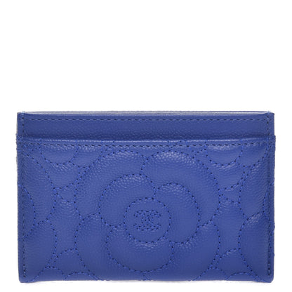 Chanel Caviar Camellia Quilted Card Holder Blue 1 of 9