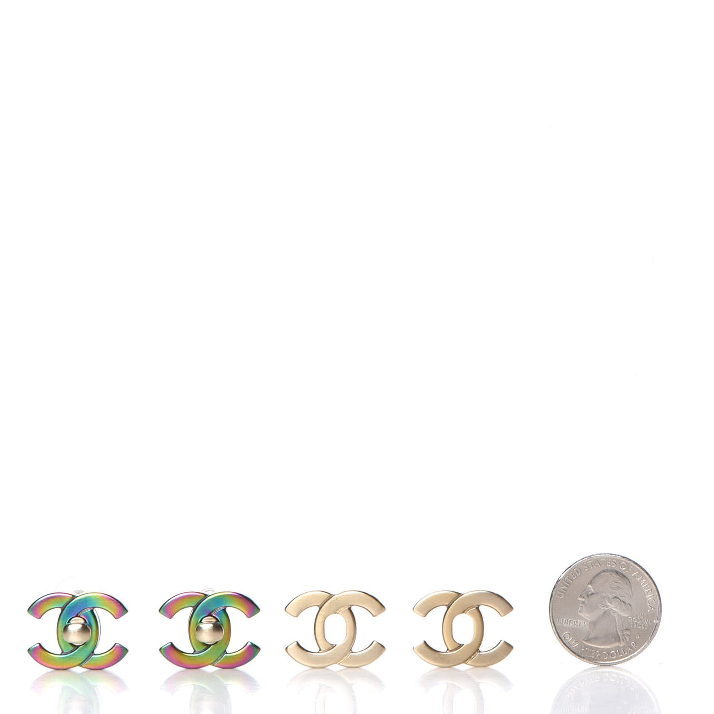 Metal CC Turnlock Interchangeable Earrings Gold