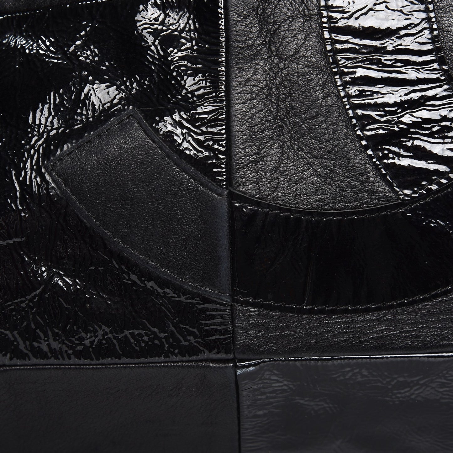 Patent Patchwork Large Brooklyn Tote Black