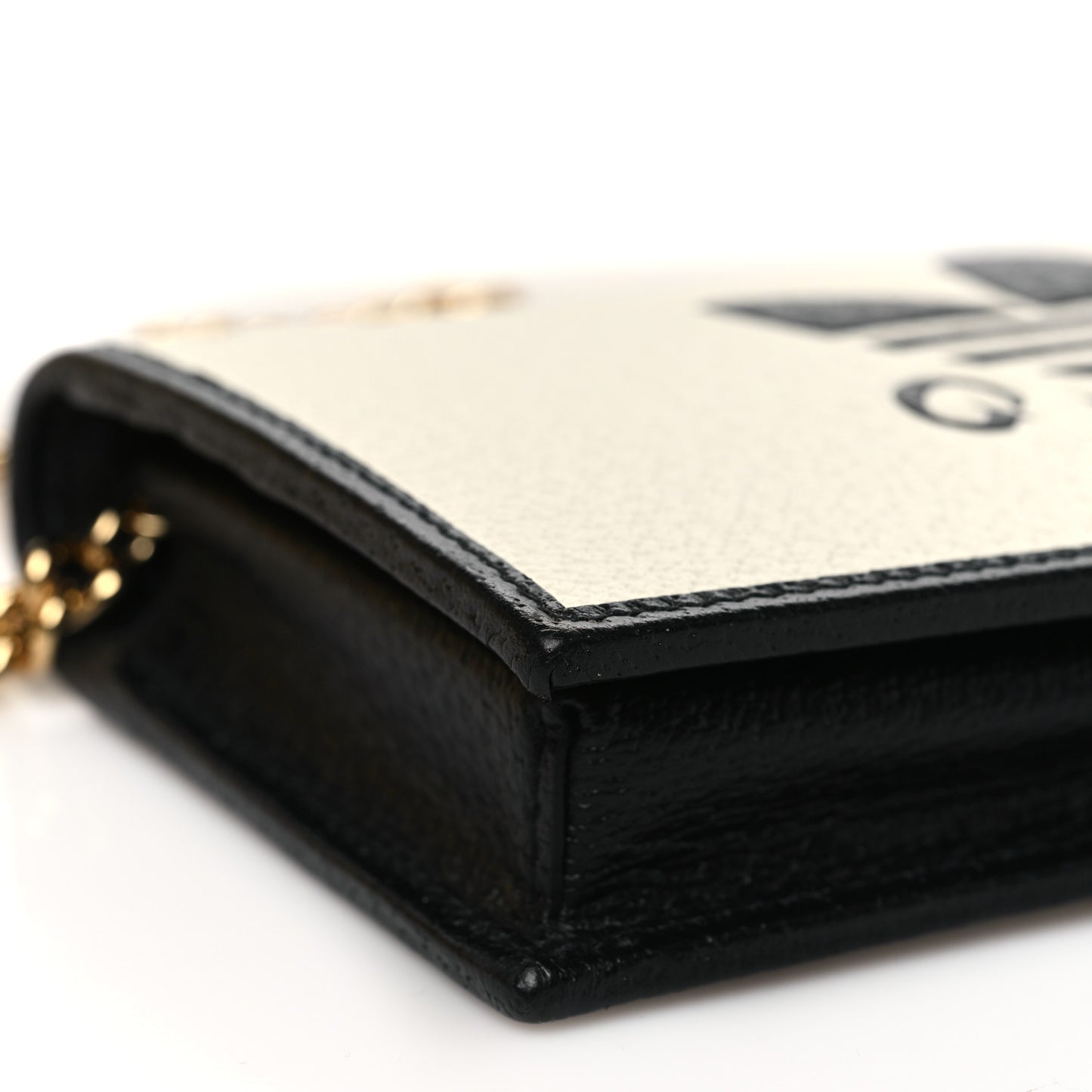 X ADIDAS Textured Dollar Calfskin Trefoil Embossed Wallet On Chain Off White Black