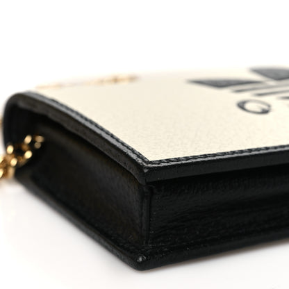 Gucci X ADIDAS Textured Dollar Calfskin Trefoil Embossed Wallet On Chain Off White Black 9 of 11
