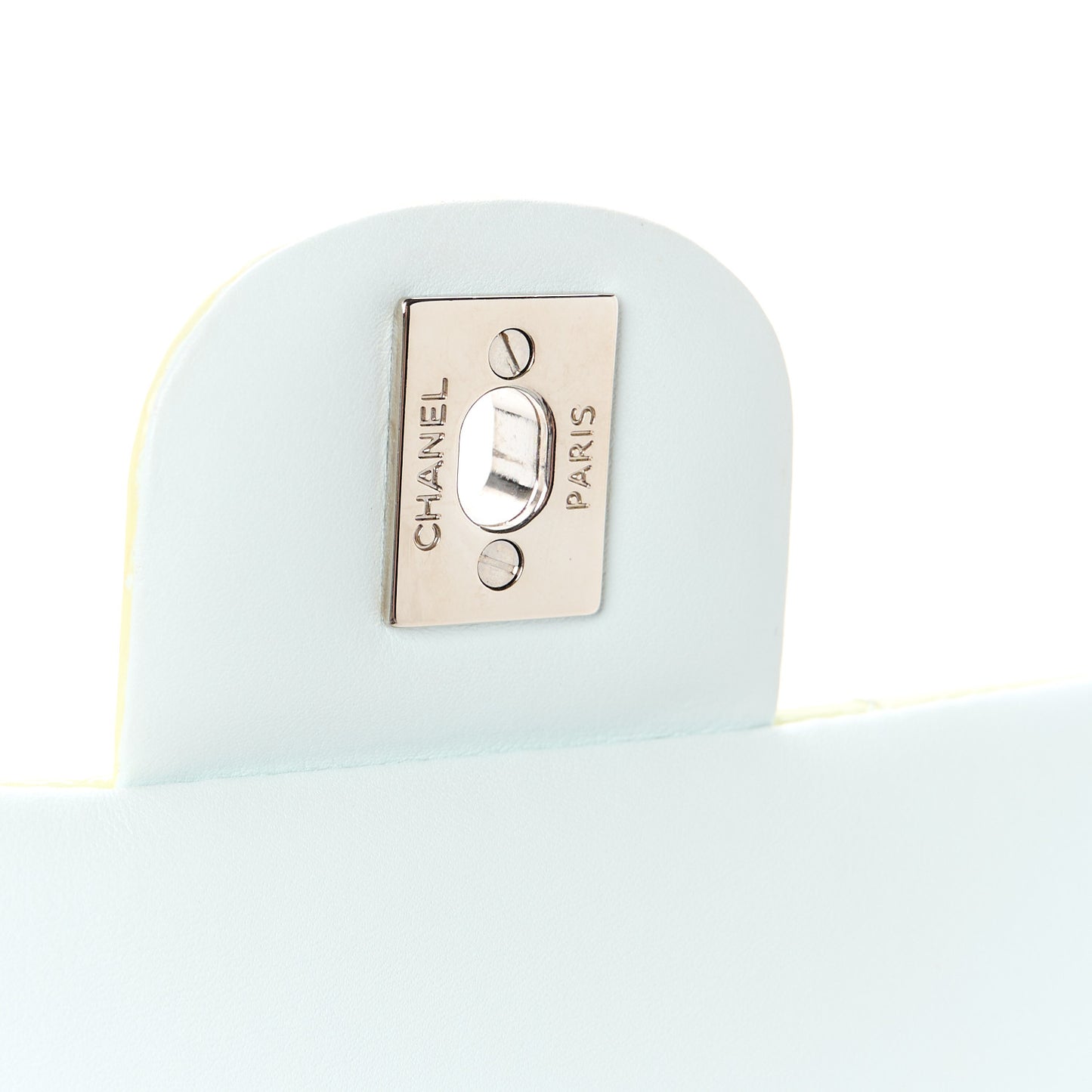 Patent Quilted Clutch with Chain Flap Light Green