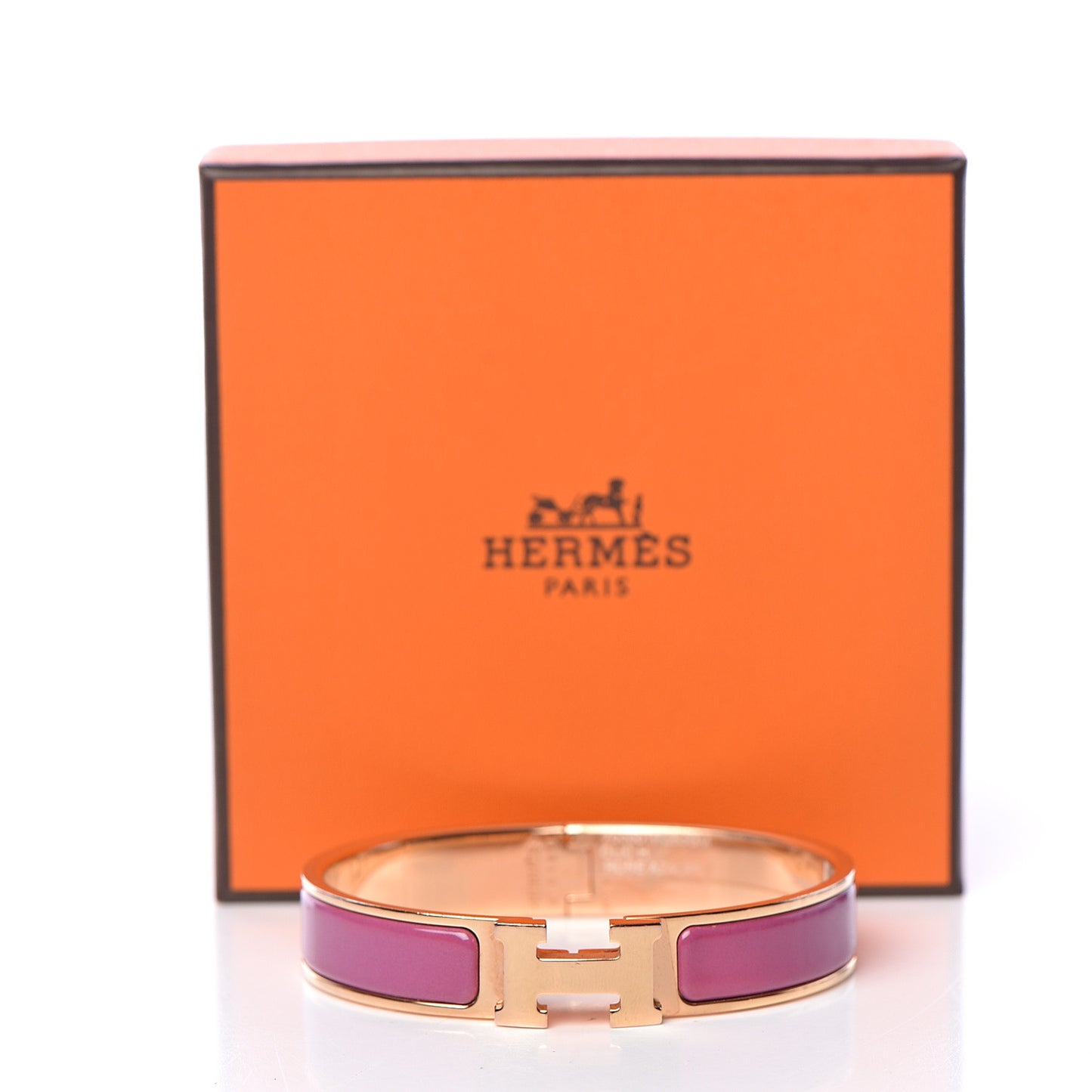 Enamel Narrow Clic Clac H Bracelet GM Rose Azalee