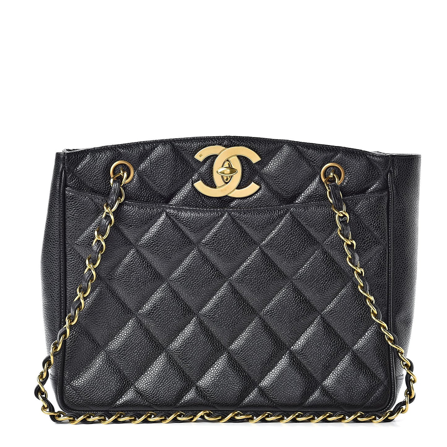 Caviar Quilted Small Tote Black