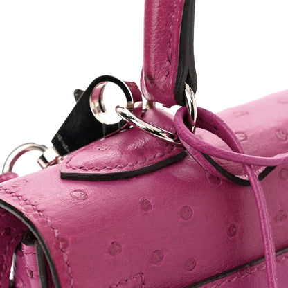 Hermes Ostrich Kelly Sellier 25 Rose Pourpre 11 of 12