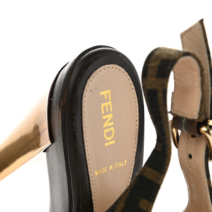 Fendi Jacquard Calfskin FF Open Toe Platform Slingback Clogs 36 Tobacco 7 of 10