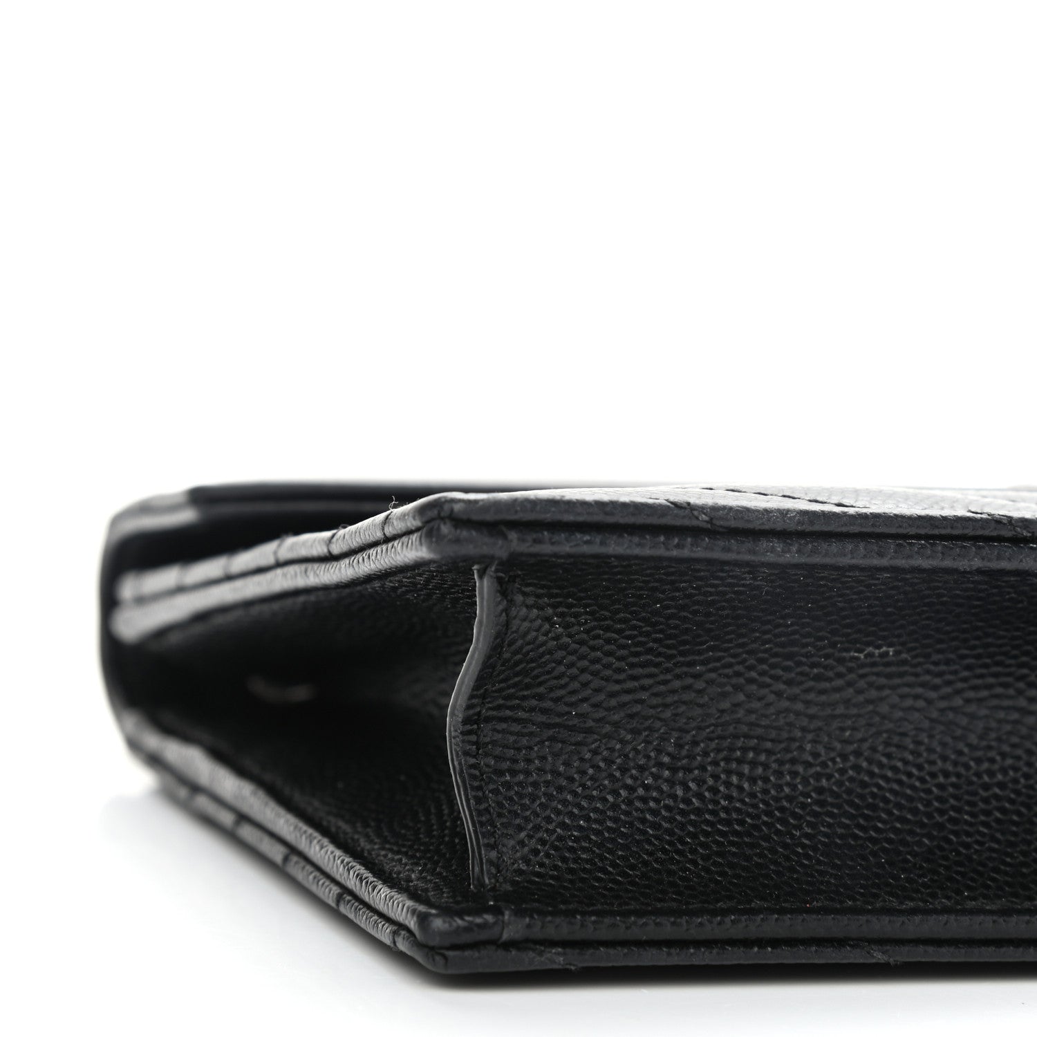 Saint Laurent Grain De Poudre Matelasse Chevron Monogram Envelope Chain Wallet Black 7 of 8