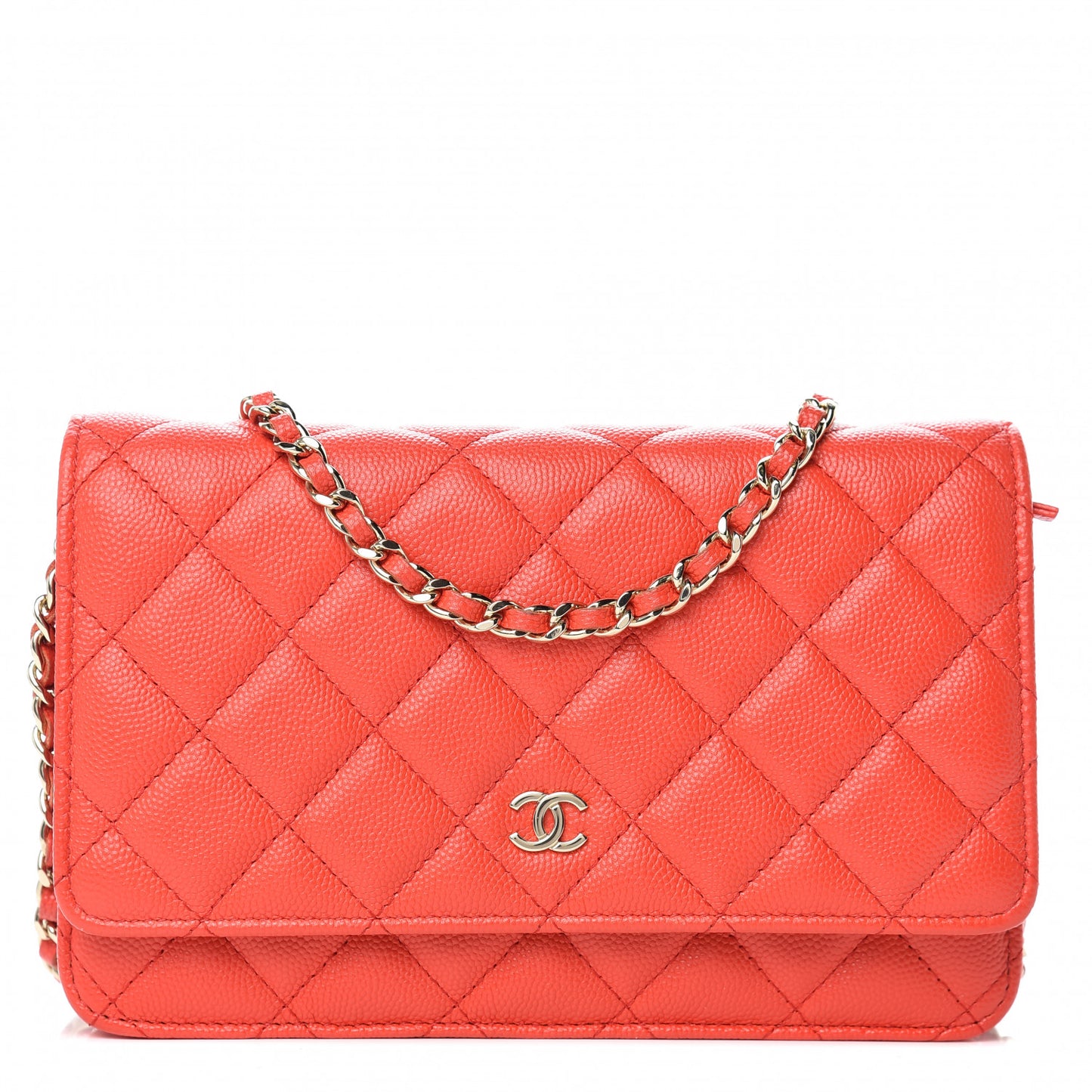 Caviar Quilted Wallet on Chain WOC Red