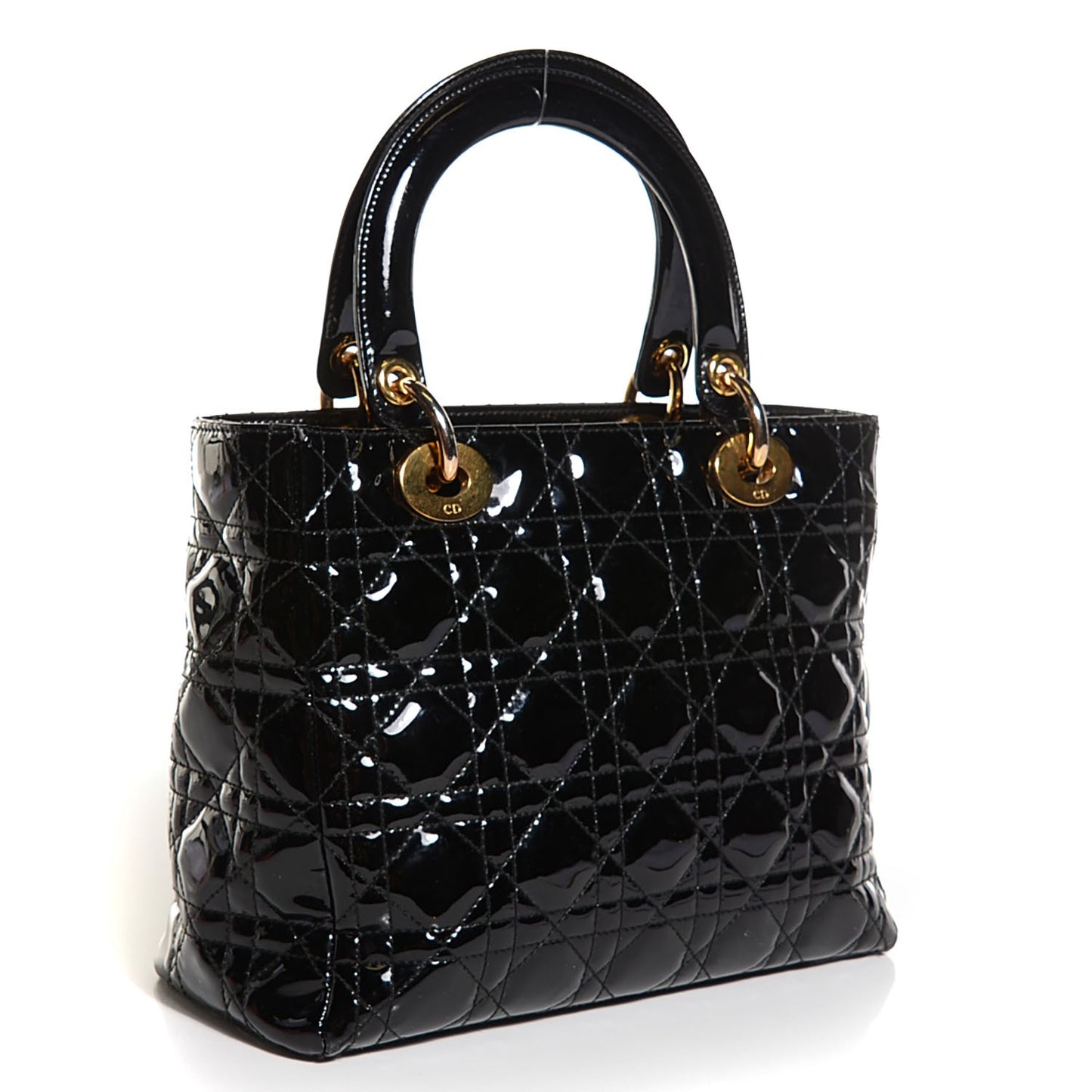Patent Cannage Medium Lady Dior Black