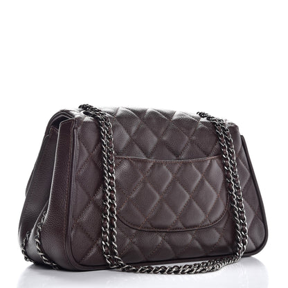 Chanel Grained Calfskin Quilted Medium Frame In Chain Flap Brown 4 of 9