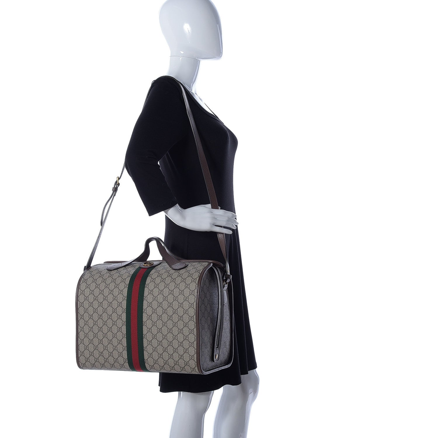 Gucci GG Supreme Monogram Web Ophidia Duffle Bag Beige New Acero 2 of 9