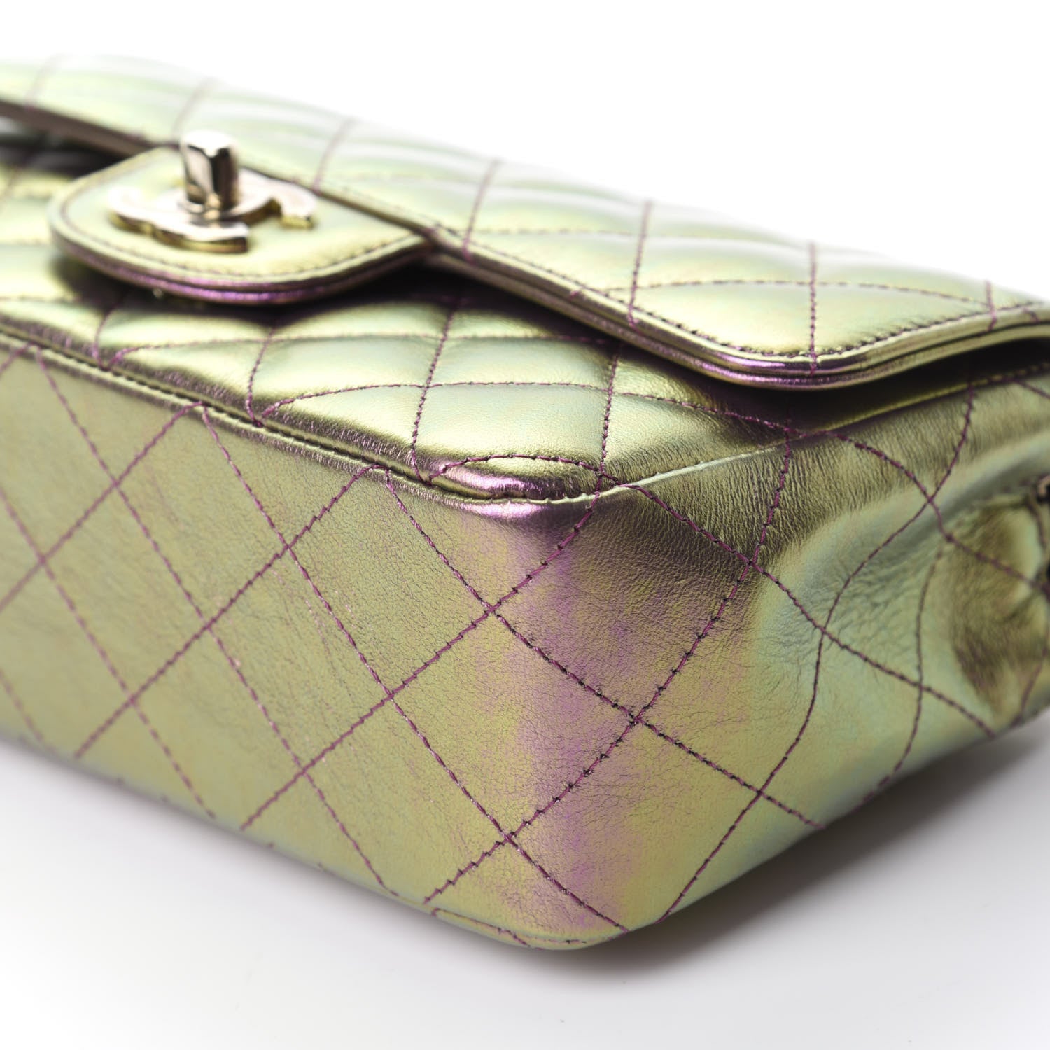 Chanel Iridescent Lambskin Quilted Mini Rectangular Flap Purple 7 of 11