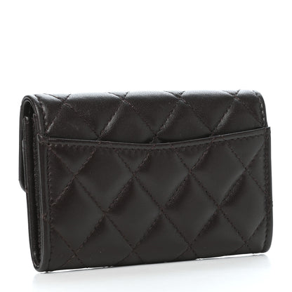 Chanel Lambskin Quilted Flap Card Holder Wallet Dark Brown 3 of 9