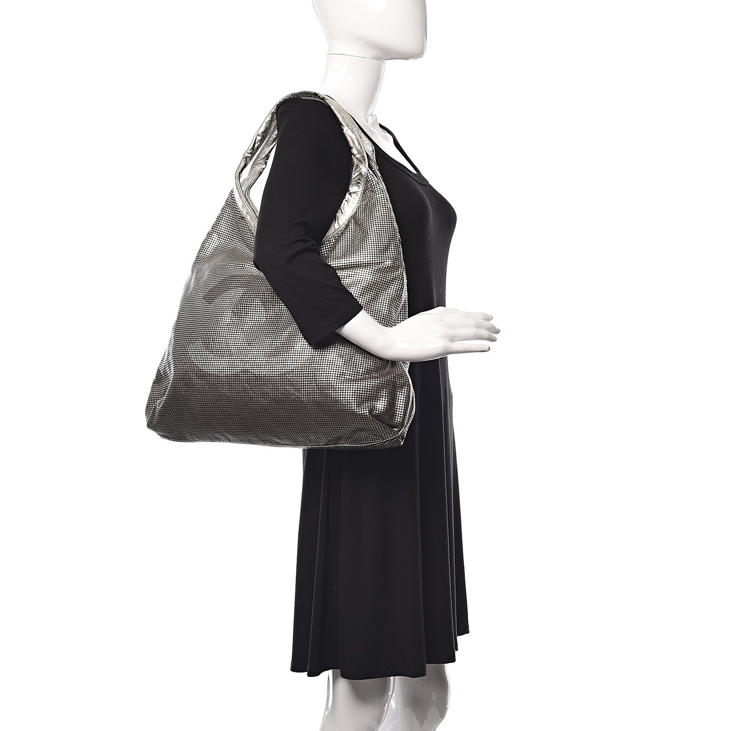 Metallic Perforated Lambskin Hollywood Hobo Silver