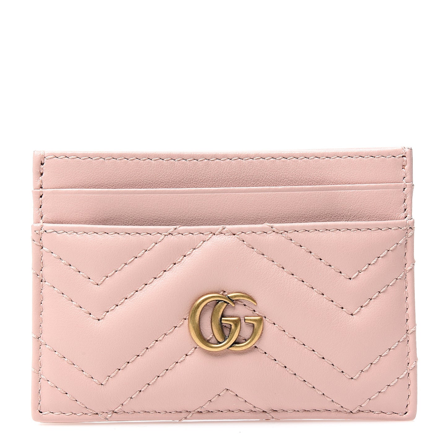 Calfskin Matelasse GG Marmont Card Holder Perfect Pink